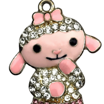 Lamb Pendant Charm Enamel Metal Jeweled Bling - $12.95