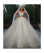 LelaAcra Sleeveless Wedding Dress 2024 Gorgeous Square Collar Beading Ball Gown  - $1,272.05