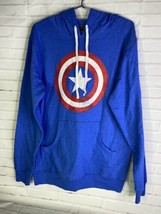 Marvel Captain America Logo Pullover Hoodie Sweatshirt Blue Pockets Mens Size M - £24.52 GBP
