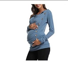 Maternity Pregnancy long sleeve sweater shirt XL BLUE nwt new women&#39;s - £7.83 GBP