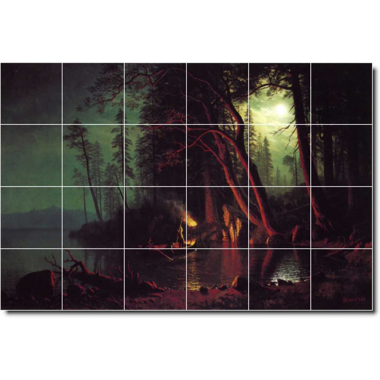 Bierstadt albert lake tahoe spearing fish by torchlight
