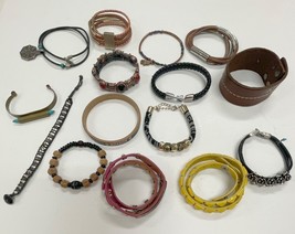 15 pc Bohemian Bracelets Wood Leather Cuff Magnetic - $15.39 CAD