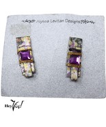 Vintage 1990s Alyssa Levitan Purple Handcrafted Origami Pierced Earrings... - £17.30 GBP