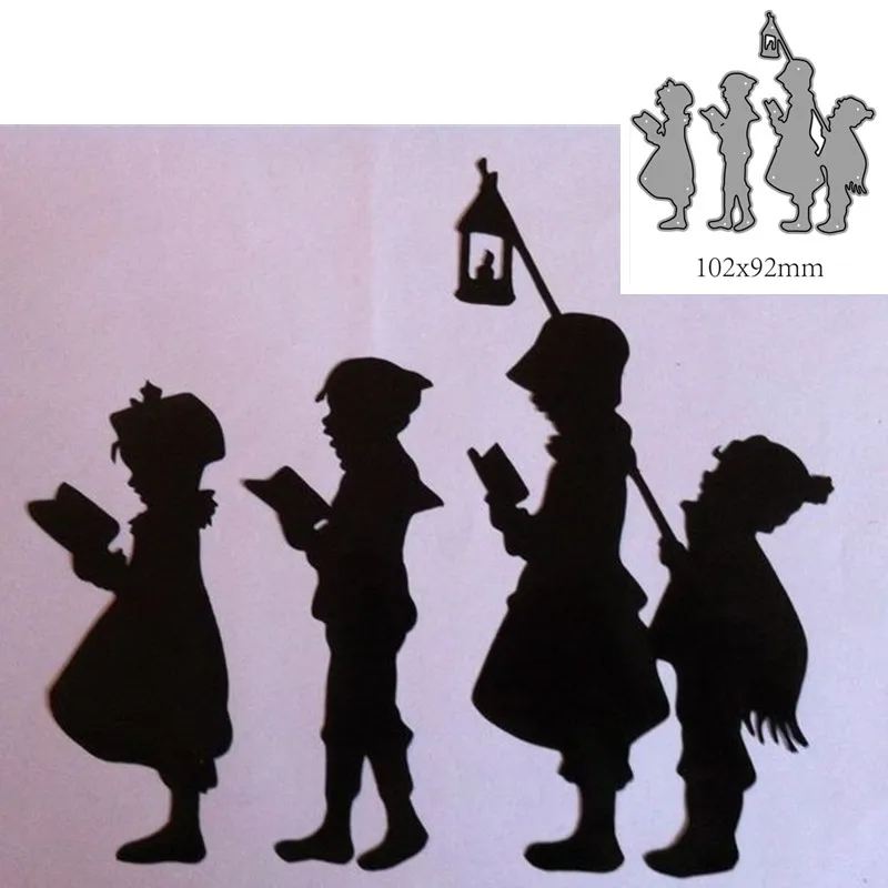 Christmas Singing Caroling Kids Metal Cutting Dies Scrapbook Card Making... - €11,18 EUR