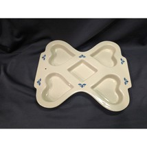Roseville Friendship Pottery Muffin Pan Mold, Heart Diamond, Blue Petals - $9.90