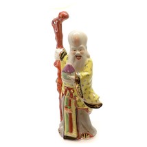 Chinese Asian Porcelain Statue 15&quot; Shou Xing God of Longevity Mid-Centur... - $98.97