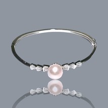 Enchanting 10 - 10.5mm Natural Pink Edison Cultured Round Pearl 7 - 7.5&quot; Bangle - £82.42 GBP