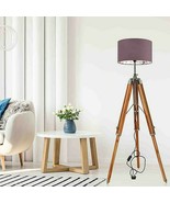 Vintage Nautical Decor Wooden Tripod Floor Lamp Stand Shade Without Bulb - £145.30 GBP