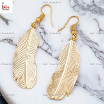 Boucles d&#39;oreilles pendantes crochet feuille en or jaune massif 18 carats... - £2,425.62 GBP