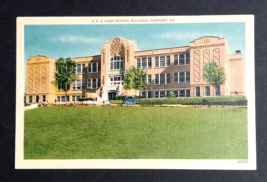 ER2 High School Building Radford Virginia VA Old Car Linen Postcard c1940s - £4.70 GBP