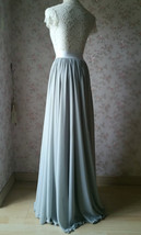 Silver Gray Chiffon Maxi Skirt Bridesmaid Plus Size Floor Length Chiffon Skirt image 7