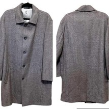 Nordstrom Wool Herringbone Long Sports Overcoat Button Front Tan Size 40 Short - £93.40 GBP