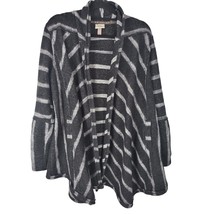 Knox Rose Cardigan XXL Womens Plus Size Black Grey Striped Long Sleeve Pockets - £18.92 GBP