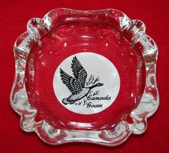 Vintage CANADA GOOSE Clear Glass Notched Square ASHTRAY Bird Wildlife Hu... - $9.89