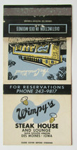 Wimpy&#39;s Steak House - Des Moines, Iowa Restaurant 30 Strike Matchbook Cover IA - £1.37 GBP