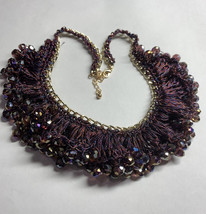 Sparkling Purple Faceted Glass Rondelle Hand Crafted Strand Necklace 18” - £19.59 GBP