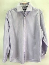 Hugo Boss Purple Stripe Button Front Dress Shirt Regular Fit Size 16.5 3... - $25.73