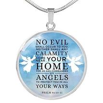 Express Your Love Gifts Guardian Angel Psalm 91:1011 Circle Necklace Stainless S - £35.15 GBP