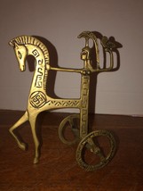 Vintage Brass Athena-Etruscan Horse Chariot-Owl Figurine - £19.53 GBP
