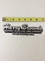 HARRY BROWNS FAIRBAULT MN Vintage Car Dealer Plastic Emblem Badge Plate - £23.50 GBP