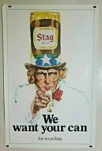 Vintage 1974 Stag Beer Carling Recycling Poster Uncle Sam We Want Your Can  26 - £27.64 GBP