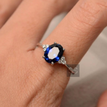 Blue Sapphire Ring, Handmade Ring, 925 Sterling Silver, Sapphire Bridal Rings - £51.66 GBP
