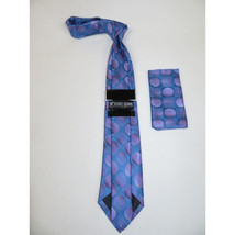 Men's Stacy Adams Necktie and Hankie Set Fancy Design Silky Look SAT13 Purple image 2