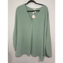 Solid Blouse Long Bubble Sleeves V neck Plus Size by Oddi Size 3XL NWT - $24.07