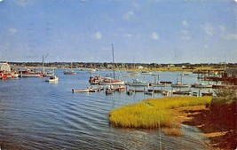 Cape Cod Massachusetts~Osterville HARBOR-BOATS~1954 Postmark Postcard - £5.76 GBP