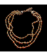 Gorgeous old vintage Monet silver triple beaded~metal necklace - £26.53 GBP