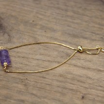 Faceted Natural Gems Gold Chains Adjustable Bracelets Lapis Amethysts Labradorit - £10.96 GBP