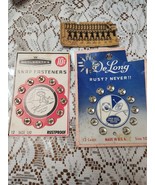 Lot of Vintage Snap Fasteners, Hooks &amp; Eyes Woolworth&#39;s and De Long  3 Plgs - $339.48 MXN