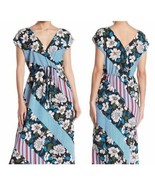 Bobeau Maxi Floral Striped Tropical Print Dolman Sleeves Maxi Dress Wome... - $19.99