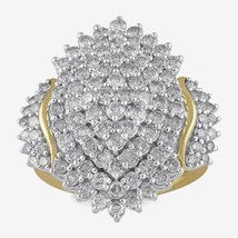 4.50CT Redondo Imitación Diamante Racimo Cóctel Anillo 14K Oro Amarillo Chapado - £84.99 GBP