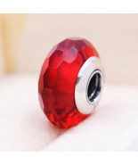 Red Fascinating Faceted Murano Glass Charm Bead For European Bracelet - £7.97 GBP