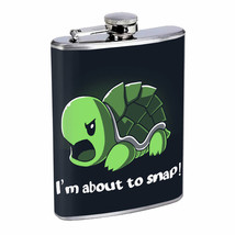 Snap Turtle Pun Em1 Flask 8oz Stainless Steel Hip Drinking Whiskey - £11.64 GBP