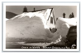 RPPC Cabin In Winter Snoqualmie Pass Washington WA Ellis Photo 29 Postcard R7 - £13.59 GBP