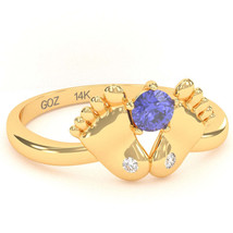 Baby Feet Tanzanite Diamond Ring In 14k Yellow Gold - £254.94 GBP