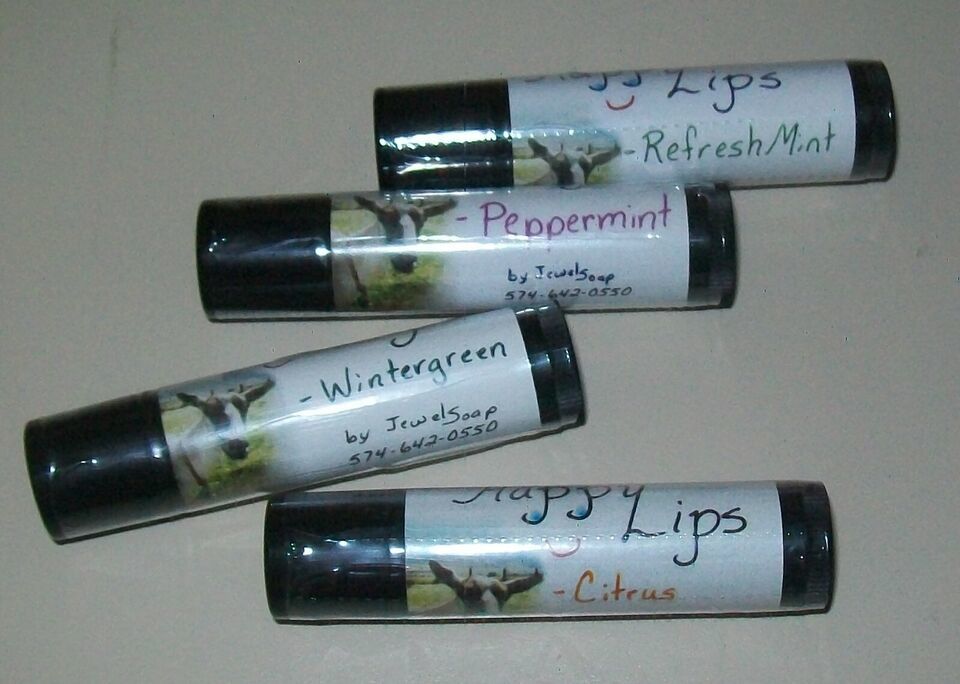 All Natural Lip Balm &quot;Happy Lips&quot; by Jewel Soap, Peppermint, Wintergreen... - $3.50