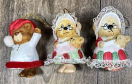 Jasco Ceramic Christmas Holiday Bells Sleepy/Grandma Bears Taiwan Lot of 3 - £15.97 GBP