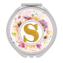 Monogram Letter S : Gift Compact Mirror Name Initial Alphabet ABC - £10.35 GBP