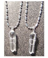 4 STAINLESS STEEL 18&quot; BALL CHAIN NECKLACE W QUARTZ CRYSTAL PENDANT #562 ... - $16.91 CAD