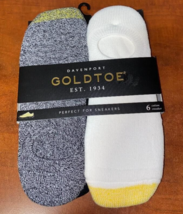 Gold Toe Cotton Sneaker Socks 6 Pair Men&#39;s White Black No Show Shoe Size... - £18.96 GBP