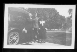 Vintage WWII Photo Soldier in Uniform Homefront Vintage Automobile 4.5 x... - $4.94