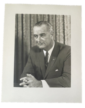 Lyndon B Johnson Vintage Print Presidential Photograph 8 x 10 Hands Crossed - $12.00