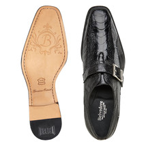 Belvedere Shoes Marte Genuine Ostrich Monk Strap Ocean R810 Black Gray image 2