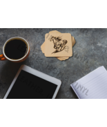 Laser Engraved Horse Running Tribal Design - Square Wooden Coasters, set... - $13.95