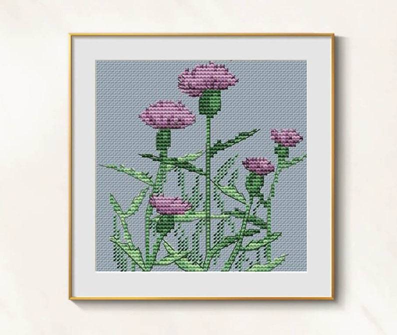 Thistle cross stitch flowers pattern pdf -  floral cross stitch thistle ... - $3.99