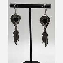 Vintage 925 Sterling Silver Nathan Fred Jr Hopi Feather Earrings - $153.70