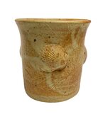 Artisan Stoneware Pottery Cup Tumbler 3D Seashell Design Copper Tan Hand... - $12.87